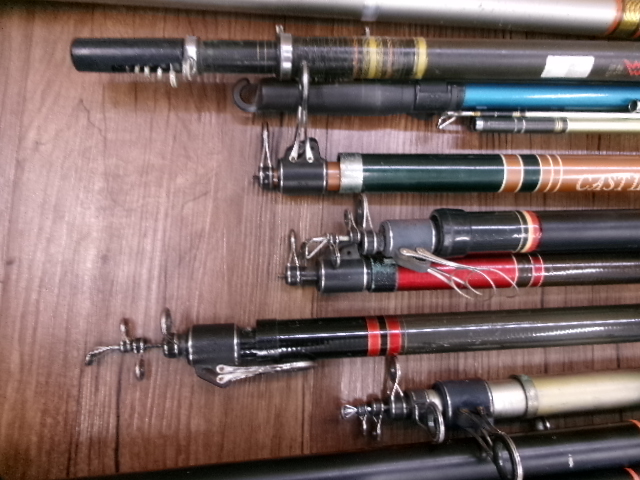 【ｾｯﾄ商品】古い投げ竿など大量ｾｯﾄ(ｼﾞｬﾝｸ含む)